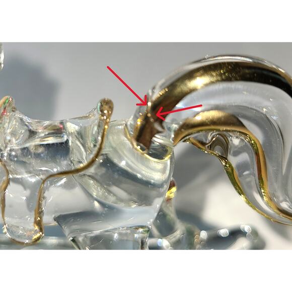 Christmas Glassical Expressions Holly Rocking Horse Hand Sculpted Glass 22K Trim - Picture 10 of 11